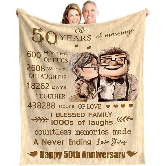 60th Anniversary Blanket Gifts Wedding for 60th, 60 Years of Marriage Gift for Wife, Parents, Friends - Warm 60th Wedding Idea Valentine's Day Gift Idea (50"x60")