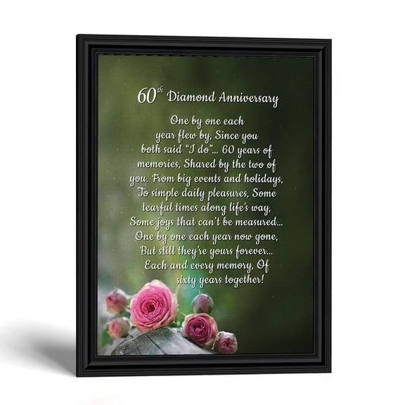 Diamond Anniversary Picture Frame, 60th Wedding Keepsake for Parents