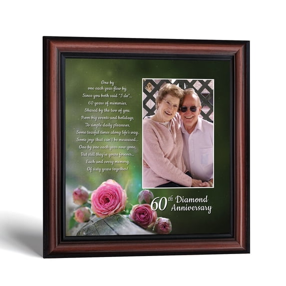 60th Anniversary Photo Frame, Diamond Wedding Gift for Grandparents