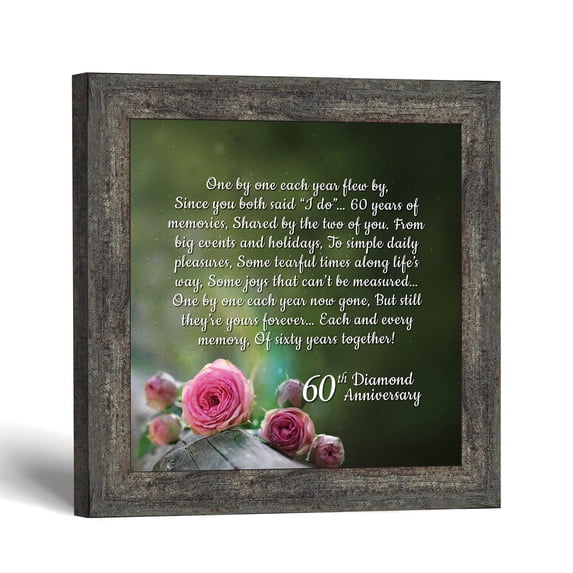 Diamond Anniversary Picture Frame, 60th Wedding Keepsake for Parents