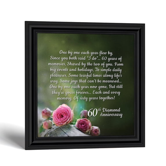 Diamond Anniversary Picture Frame, 60th Wedding Keepsake for Parents