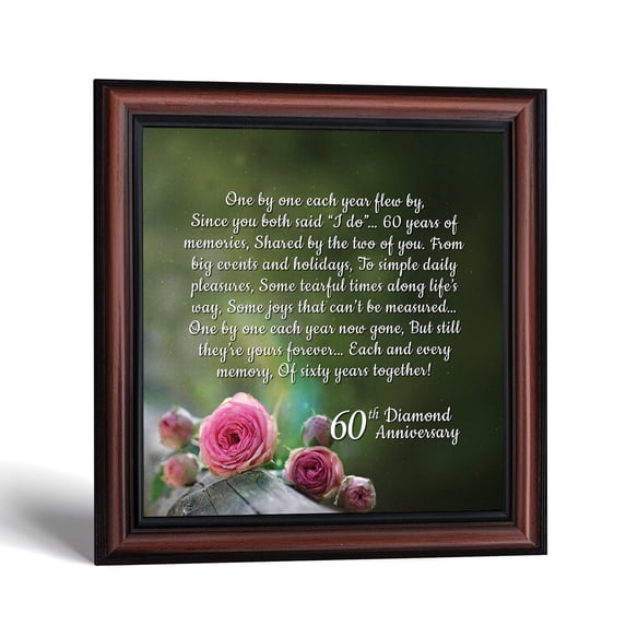 Diamond Anniversary Picture Frame, 60th Wedding Keepsake for Parents