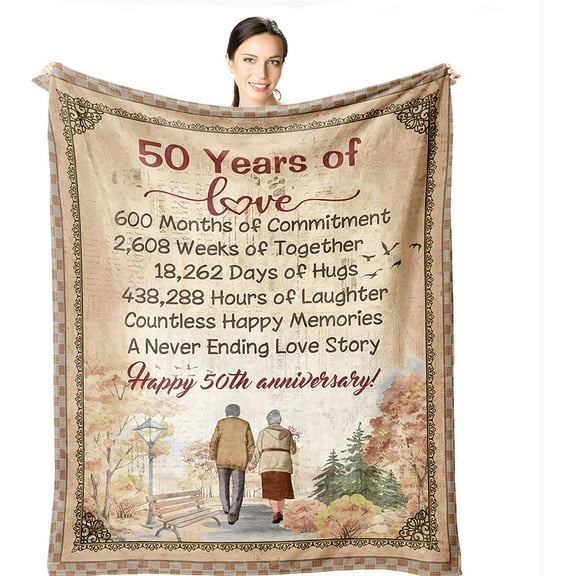 60th Anniversary Wedding Gifts for Couple Parents Wife Husband Diamond Wedding Blanket 60"x 50" Throw Blankets for Mom Dad Grandparents 60 Years of Marriage Celebration Gift Ideas