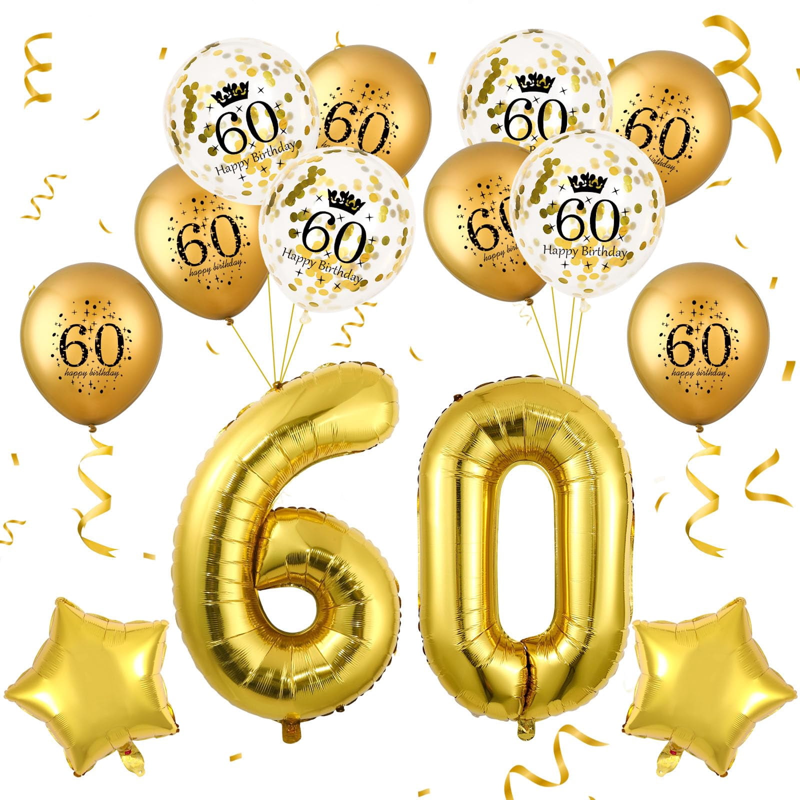 60th Balloons Gold MMF7 for Men Women 60th Decorations with Large Foil ...