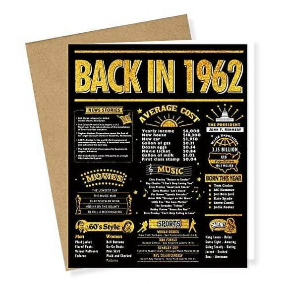 60th Birthday Card Gifts for Men and Women, Happy and Funny Birthday Cards for Husband, 8x10 inch Print for Party Supplies Centerpieces, Gold Laser