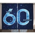 thumbnail image 1 of Ambesonne Party Curtains 2 Panel Set, Birthday 60 Stars, 108" x 108", Navy Blue and Sky Blue, 1 of 3