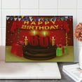 thumbnail image 1 of 60th Birthday Cutting Board, Party Theme Show Inspired Curtains and Cakes Box Art Colorful Print, Decorative Tempered Glass Cutting and Serving Board, Large Size, Multicolor, by Ambesonne, 1 of 1