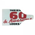 thumbnail image 1 of 60th Birthday Cutting Board, Birthday Party Words 60 Years Old Image, Decorative Tempered Glass Cutting and Serving Board, Wine Bottle Shape, Red Black and White, by Ambesonne, 1 of 1