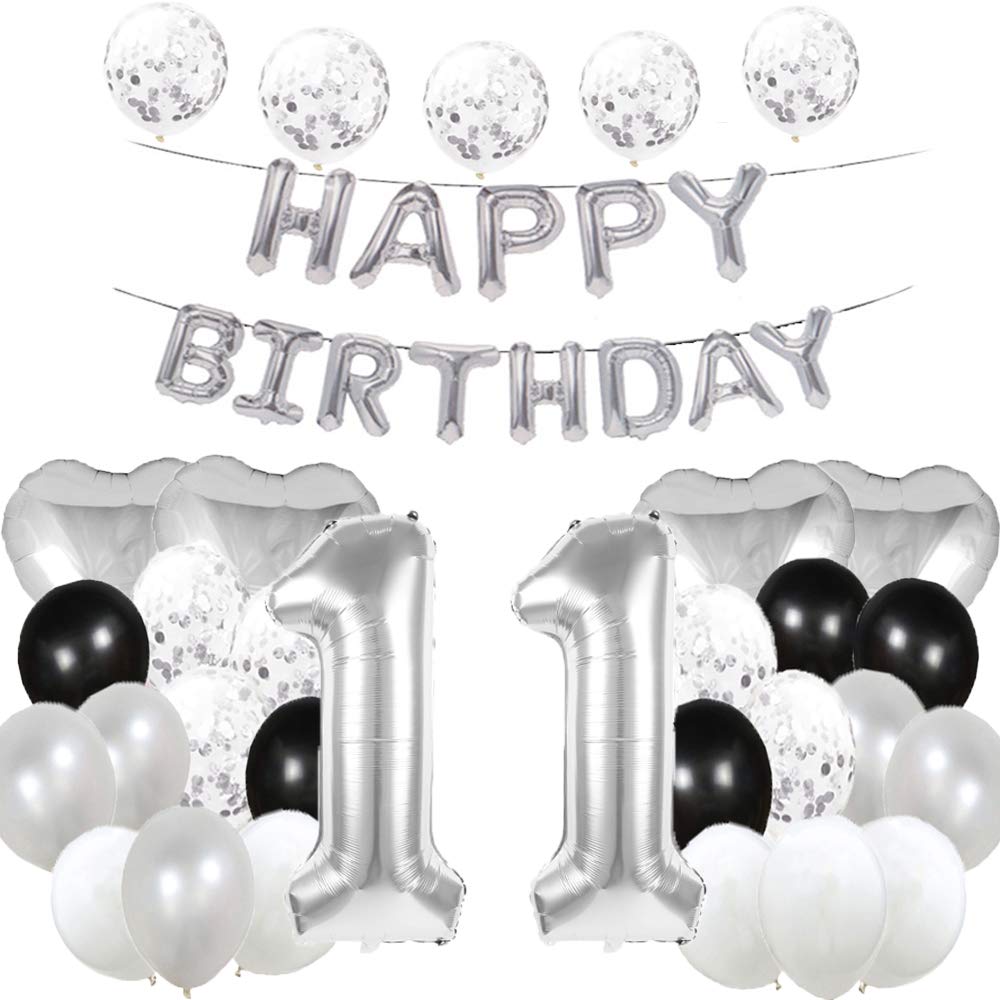 Happy 11th Birthday Banner - Rosegold & Schwarz, 150x90 Cm Vinyl Poster Für Mädchengeburtstag & Fotohintergrund