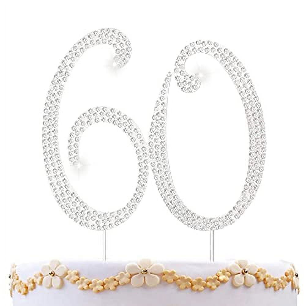 60 Diamond Years Anniversary Acrylic Cake Topper