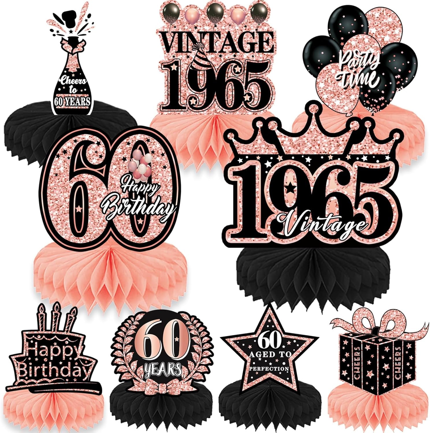 60th Birthday Decorations Women 9pcs 60th Birthday Decor — free download