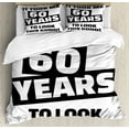 thumbnail image 1 of 60th Birthday Duvet Cover Set King Size, It Took Me 60 Years Party Quote Slogan Admiration Theme Monochrome Image, Decorative 3 Piece Bedding Set with 2 Pillow Shams, Black and White, by Ambesonne, 1 of 3