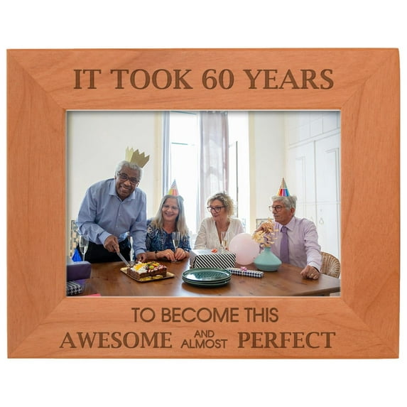 ThisWear 60th Birthday Gift It Took 60 Years Awesome Natural Wood Engraved 5x7 Landscape Picture Frame Wood