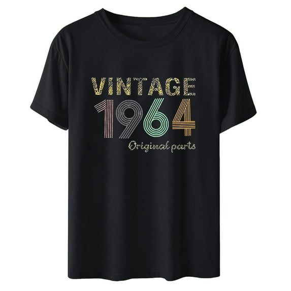60th Birthday Gift Shirts Vintage 1964 Shirt for Women Letter Print Retro Party Tops Short Sleeve Casual Tee