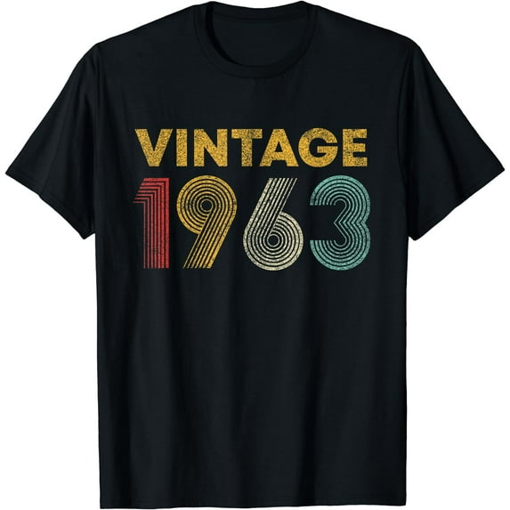 60th Birthday Gift Vintage 1963 Men Women 60 Years Old T-Shirt Black Large