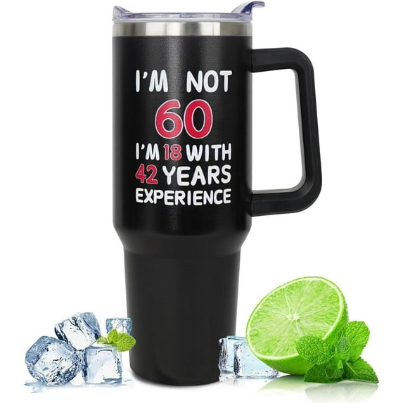 60th Birthday Gifts For Him, Women Mens 60th Birthday Gift Ideas, 60th Birthday Gifts For Men Funny, Sixty Birthday Gifts For Men And Women, 60th Cups, 60th Tumbler with Handle