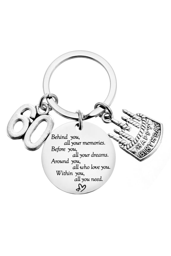 60th Birthday Gifts Keychain for Women Men 60 Birthday Gift for Dad Mom Behind You All Your Memories Keyring for Friends 60 Year Old Birthday Gift 60 th Birthday Gifts