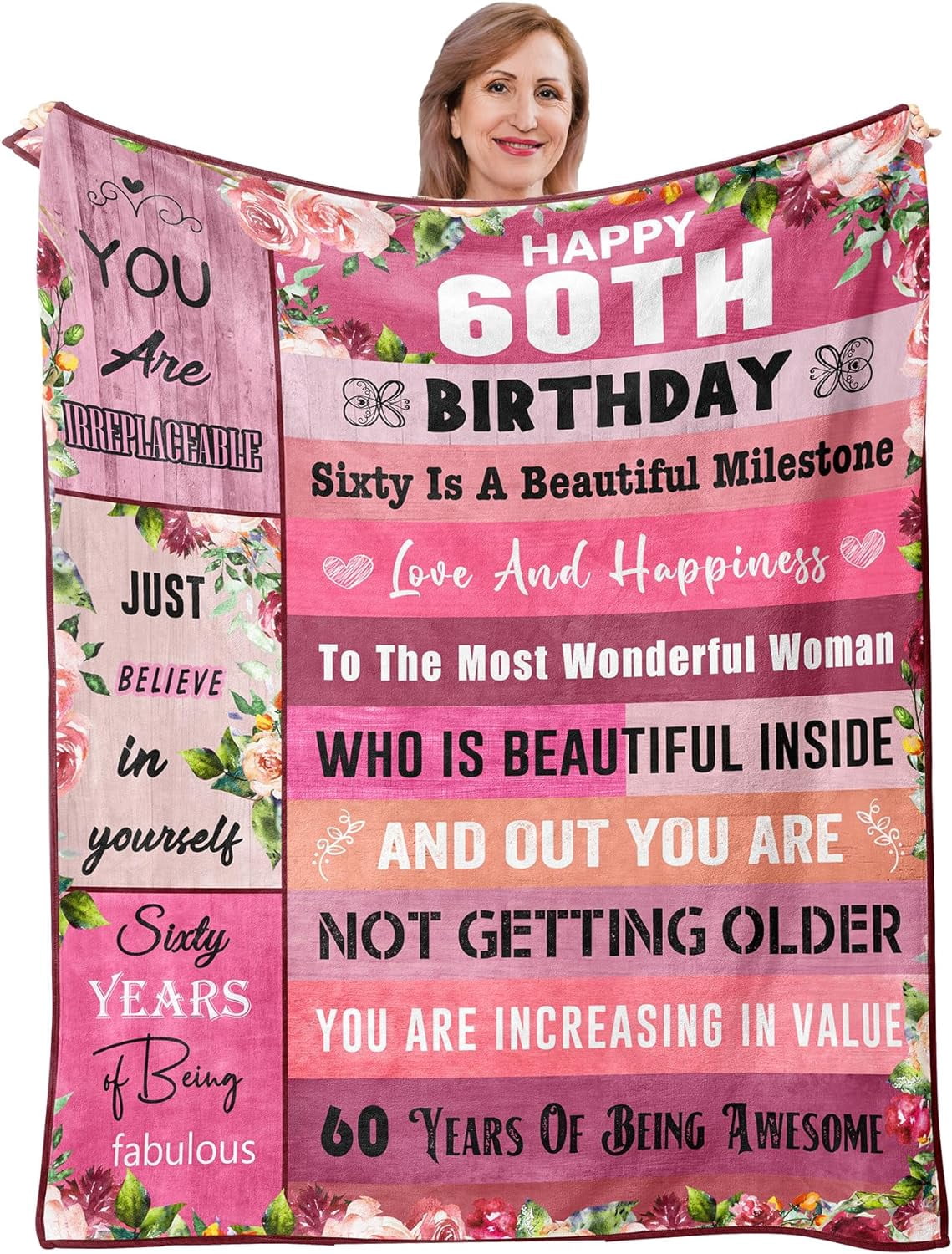 60th Birthday Gifts for Women, 60th Birthday Blanket, 60th Birthday Decorations, 60th Birthday Gifts for Her, 60 Year Old Birthday Gift Ideas, 60th Birthday Gift for Mom -
