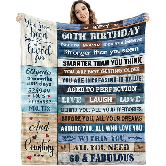 60th Birthday Gifts for Women, 60th Birthday Decorations for Men, 60th Birthday Gift for Men, Blankets for Men, 60 Year Old Gifts for Men, Mens 60th Birthday Gift Ideas Soft Throw Custom Blanket
