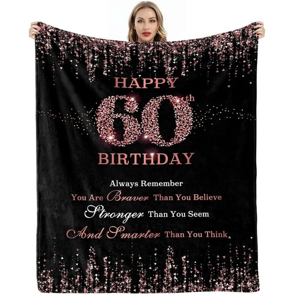 60th Birthday Gifts for Women, 60th Birthday Decorations, Womens Birthday Gifts, 60th Birthday Decorations for Woman, Gift for 60 Year Old Woman, Happy Birthday Gifts for Women Blanket 50x60