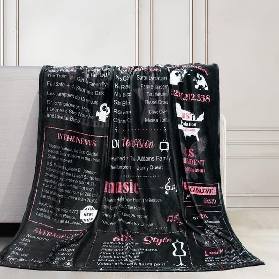 60th Birthday Gifts for Women Best 1964 Birthday Decorations for Mom Aunt Friends,Back in 1964 Unique 60 Year Old Birthday Pink Blanket for Her,Soft Comfortable Throw Blanket 60''''x80''''