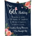thumbnail image 1 of 60th Birthday Gifts for Women, Best Friend Birthday Gifts for Women, Happy 60th Birthday Decorations, Gifts for Women Birthday Unique, Womens Birthday Gift Ideas, Blue Throw Blanket 50x60, 1 of 6