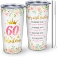 thumbnail image 1 of 60th Birthday Gifts for Women, Birthday Gifts for 60 Year Old Woman, 1964 Birthday Gifts for Women, 60th Birthday Gift Ideas for Women Tumbler With Lid and Straw 20oz 1pc, 1 of 1
