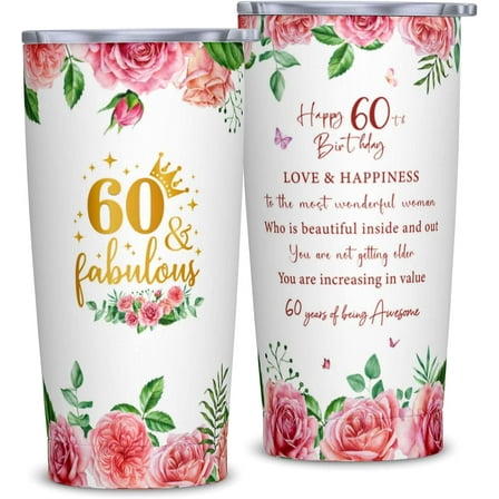 60th Birthday Gifts for Women, Birthday Gifts for 60 Years Old Woman, 60th Bday Gift Ideas, 1965 Bday Gift for Women, 60 Years Old 20oz Tumbler for Woman