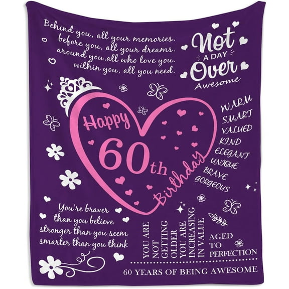 60th Birthday Gifts for Women Blanket - 60th Birthday Gift Ideas - 60th Birthday Decorations, Gifts for Women Turning 60 - Gifts for 60 Year Old, Best Birthday Present 1962-50" x60 Blankets