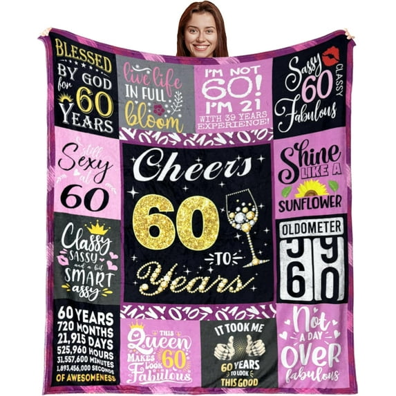 60th Birthday Gifts for Women, Happy 60th Birthday Gift Ideas for Her, 60th Birthday Blanket for Women, for 60 Year Old Woman, 1964 Birthday Gifts for Women, 60th Birthday Blanket 50"X60"