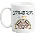 thumbnail image 1 of 60th Birthday Gifts for Women - Making The World A Better Place Since 1963 Birthday Mug - 11 oz Novelty Coffee Mug 1963 Coffee Mug 60th Birthday Gift Ideas to Dad Mom Grandpa Grandma Friend Men, 1 of 5