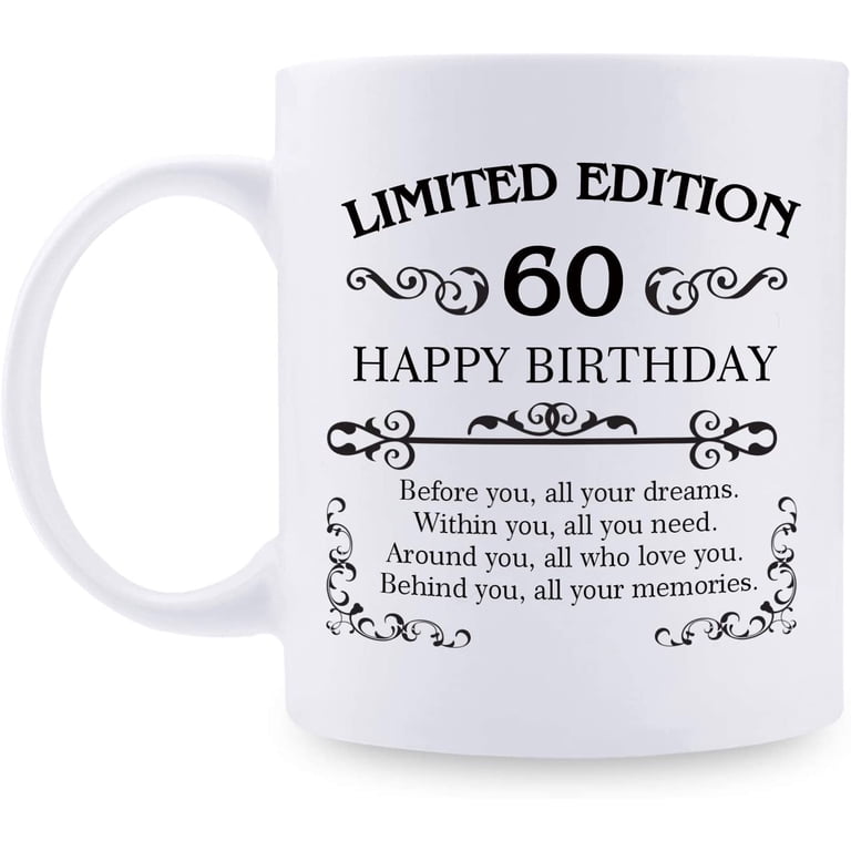 60th Birthday Gifts for Women Men - 11 oz Coffee Mug - 60 Year Old Present  Ideas for Mom, Dad, Wife, Husband, Son, Daughter, Friend, Colleague,  Coworker (60th Birthday Gift) - Walmart.com
