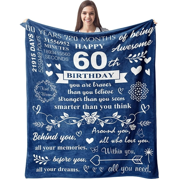60th Birthday Gifts for Women Men Blanket Happy 60th Birthday Decorations Women Throw Blanket, 1963 Birthday Gifts for 60 Year Old Woman Man Blankets Throws, 60th Birthday Gifts Ideas
