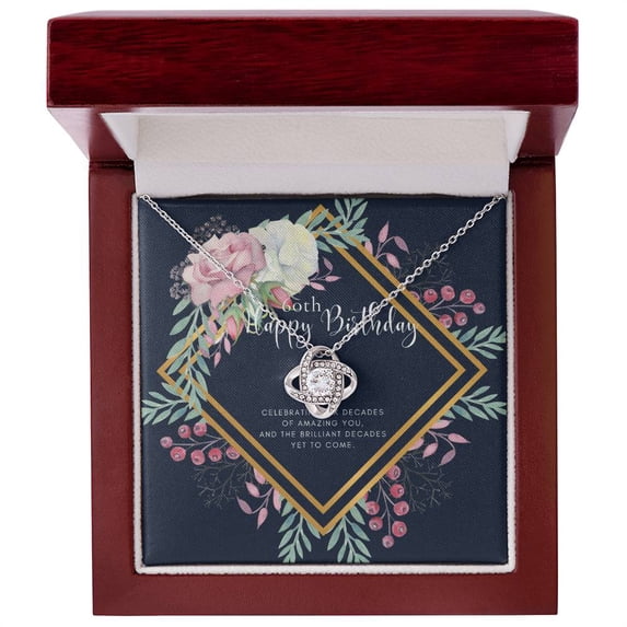 60th Birthday Gifts for Women Necklace for Her 6 Decade Jewelry 60 Years Old 60th Birthday Gift Necklace Jewelry Gift For Her - Love Knot Necklace - Message Card & Gift Box