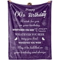 thumbnail image 1 of 60th Birthday Gifts for Women Sister, Happy 60th Birthday Decorations, Gifts for Women Birthday Unique, Women Wife Birthday Gift Ideas, 60th Purple Throw Blanket 50x60, 1 of 6