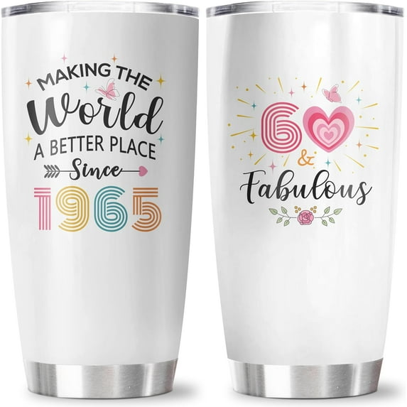 60th Birthday Gifts for Women Tumbler 20OZ 1PC, 60th Birthday Decorations for Woman, 60 Year Old Birthday Gift, 60 Year Old Woman Present, Happy 60th Birthday for Her