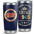 thumbnail image 1 of 60th Birthday Gifts for Men & Women - Vintage 1965 Themed 20oz Stainless Steel Tumbler - Cool Gift for 60 Year Old Him or Her, 1 of 6