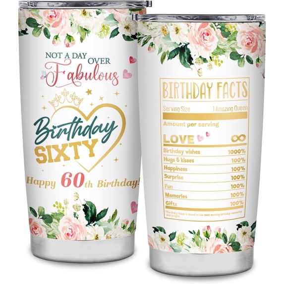 60th Birthday Gifts for Women Tumbler 60 Year Old Gifts for Her 60th Birthday Gift Ideas tStainless Steel Tumbler 20 Oz