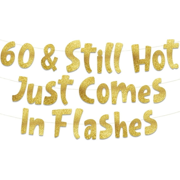 60th Birthday Gold Glitter Banner - Happy 60th Birthday Party Decorations