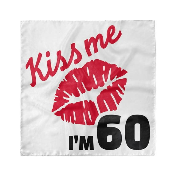60th Birthday Head Scarf, Kiss Me I am 60 Words, Head Wrap, 3 Sizes, by Ambesonne