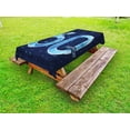 thumbnail image 1 of 60th Birthday Outdoor Tablecloth, Space Theme Stage with Star Like Abstract Details Artistic Print, Decorative Washable Fabric Picnic Tablecloth, 58 X 104 Inches, Navy Blue and Sky Blue, by Ambesonne, 1 of 2