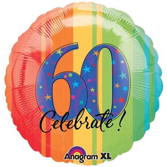 60th Birthday Party - A Year to Celebrate 60 Mylar 18 inch Balloon