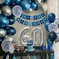 thumbnail image 1 of 60th Birthday Party Decorations Navy Blue Silver Happy 60th Birthday Banner with Metallic Night Blue Silver Latex Balloons Foil Number 60 Balloons for Men Birthday Anniversary Party Decor Supplies, 1 of 8