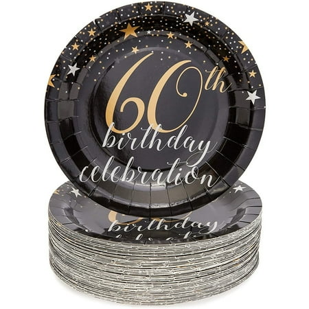 60th Birthday Party Plates (9 In, 80 Pack)