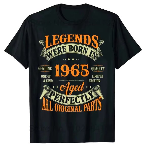 60th Birthday Party T-shirt Born in 1965 Summer Birthday Gift Creative T-shirt Casual cotton top for men and women