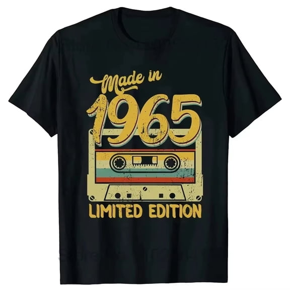 60th Birthday Party T-shirt Born in 1965 Summer Birthday Gift Creative T-shirt Casual cotton top for men and women