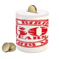 thumbnail image 1 of 60th Birthday Piggy Bank, Abstract Grunge Style Happy 60 Party Theme Retro Stamp Slogan Print, Ceramic Coin Bank Money Box for Cash Saving, 3.6" X 3.2", White Red, by Ambesonne, 1 of 4