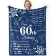 thumbnail image 1 of 60th Birthday Present for Women Blanket,Happy 60th Birthday Decorations Throw Blanket for Her 1963 Birthday Present for Wife Mom Men Cheers to 60 Years Present Blue 50" X 60", 1 of 1