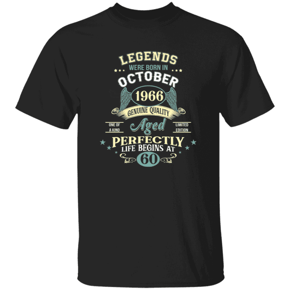 60th Birthday Shirt, Legends Were Born in October 1966 Bday Retro T-Shirt