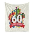 thumbnail image 1 of 60th Birthday Soft Flannel Fleece Throw Blanket, Modern Geometric Style Fairytale Theme Castle and Boat 60 Party Image, Cozy Plush for Indoor and Outdoor Use, 50" x 60", Multicolor, by Ambesonne, 1 of 5